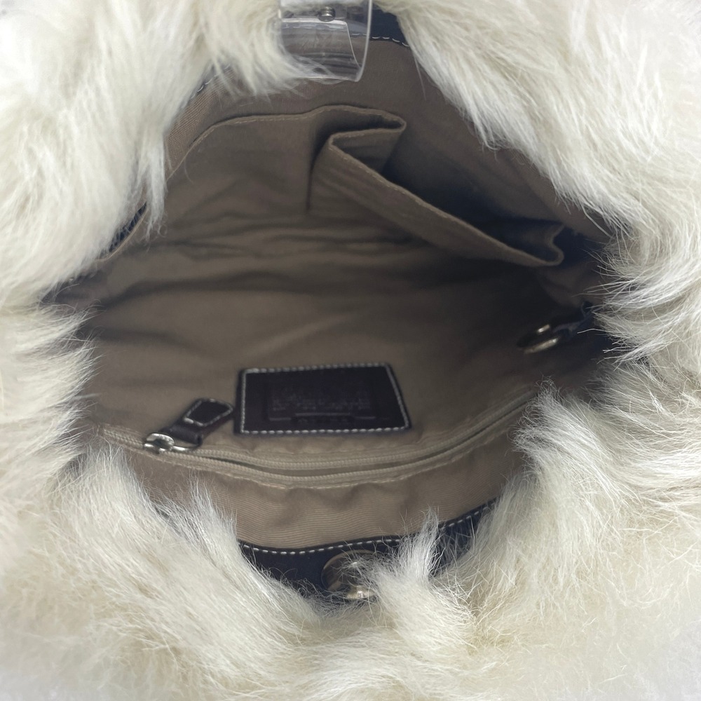 Vintage Y2K COACH Signature Shearling Fur Canvas Monogram Logo Bag 8K47 Dust Bag - Picture 4 of 9